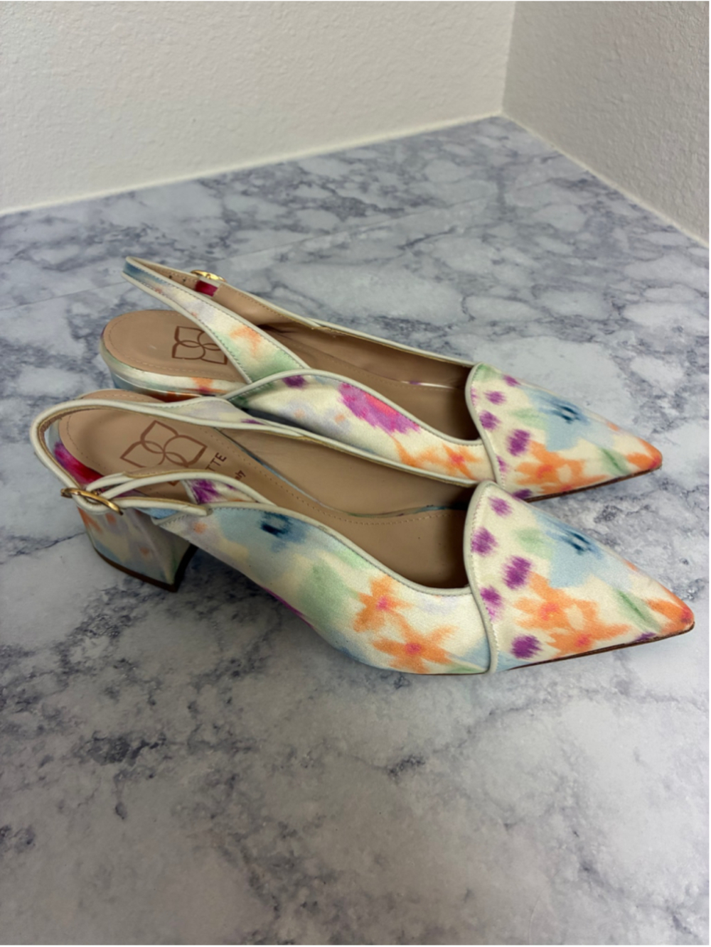 Women's Mavette Floral Slingback Heels Size 9 Multicolor